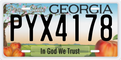 GA license plate PYX4178
