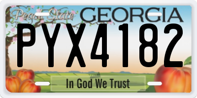 GA license plate PYX4182