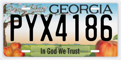 GA license plate PYX4186