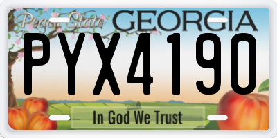 GA license plate PYX4190
