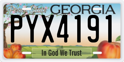 GA license plate PYX4191