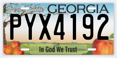 GA license plate PYX4192