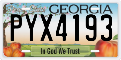 GA license plate PYX4193