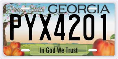 GA license plate PYX4201