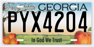 GA license plate PYX4204