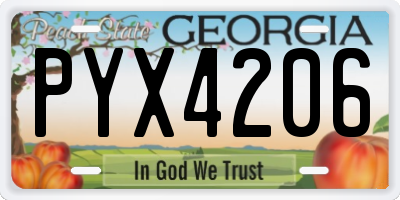 GA license plate PYX4206
