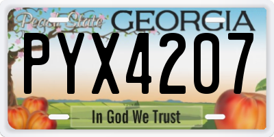 GA license plate PYX4207