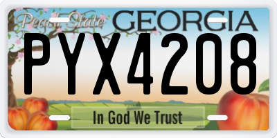 GA license plate PYX4208