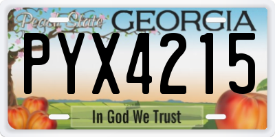 GA license plate PYX4215