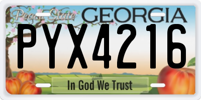 GA license plate PYX4216