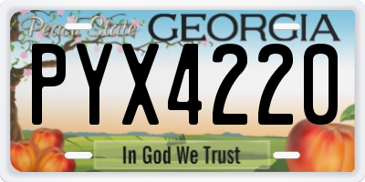 GA license plate PYX4220
