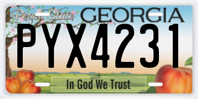 GA license plate PYX4231
