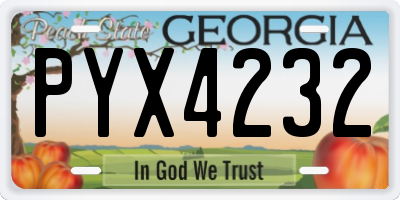GA license plate PYX4232