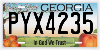GA license plate PYX4235