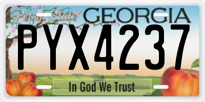 GA license plate PYX4237