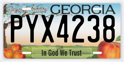 GA license plate PYX4238
