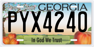 GA license plate PYX4240
