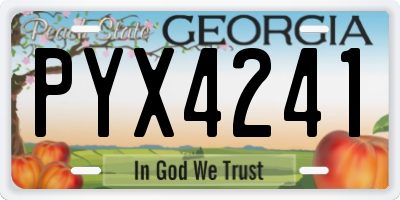 GA license plate PYX4241