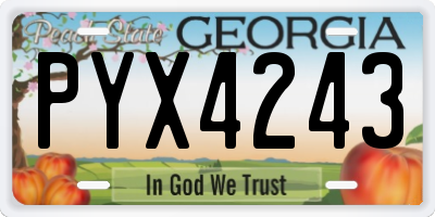 GA license plate PYX4243