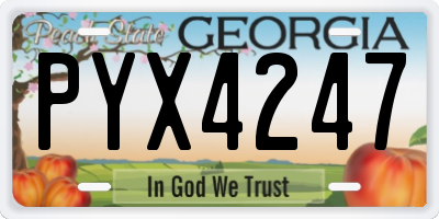 GA license plate PYX4247