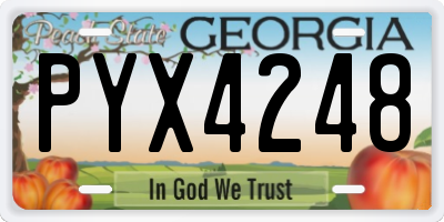 GA license plate PYX4248