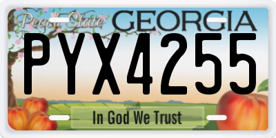 GA license plate PYX4255