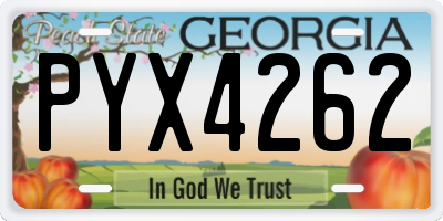 GA license plate PYX4262