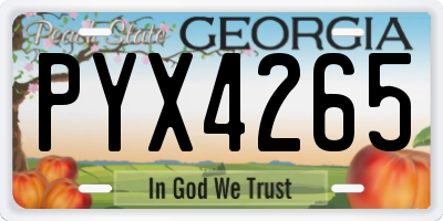 GA license plate PYX4265