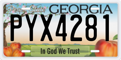 GA license plate PYX4281