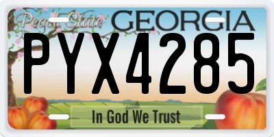 GA license plate PYX4285
