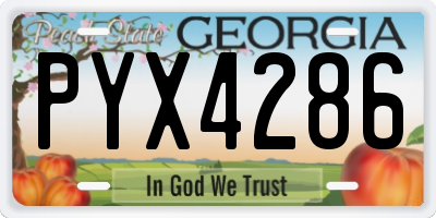 GA license plate PYX4286