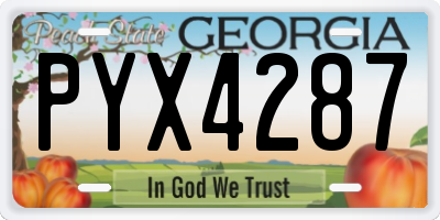 GA license plate PYX4287