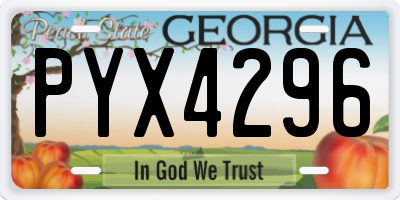 GA license plate PYX4296