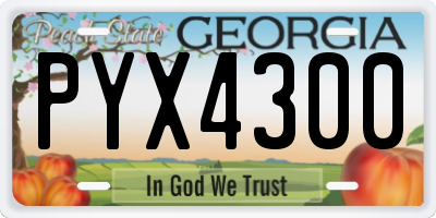 GA license plate PYX4300
