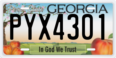 GA license plate PYX4301