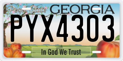 GA license plate PYX4303