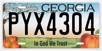GA license plate PYX4304