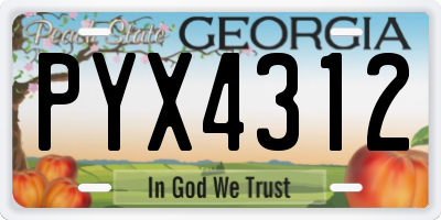 GA license plate PYX4312