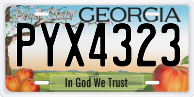 GA license plate PYX4323