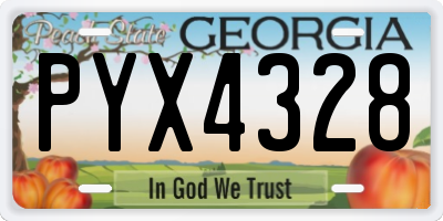 GA license plate PYX4328