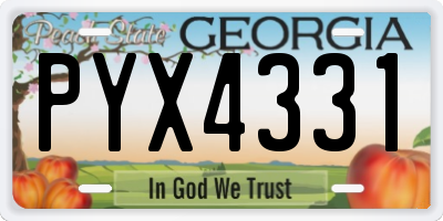 GA license plate PYX4331