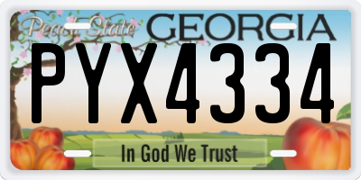 GA license plate PYX4334