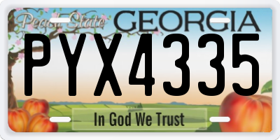 GA license plate PYX4335