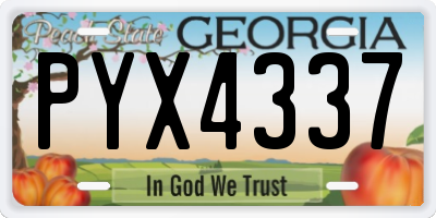 GA license plate PYX4337