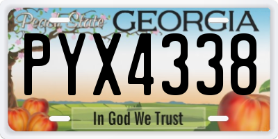 GA license plate PYX4338