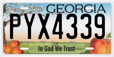 GA license plate PYX4339