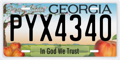 GA license plate PYX4340
