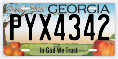 GA license plate PYX4342