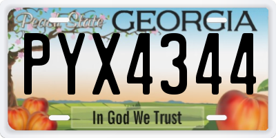 GA license plate PYX4344