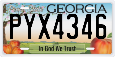 GA license plate PYX4346